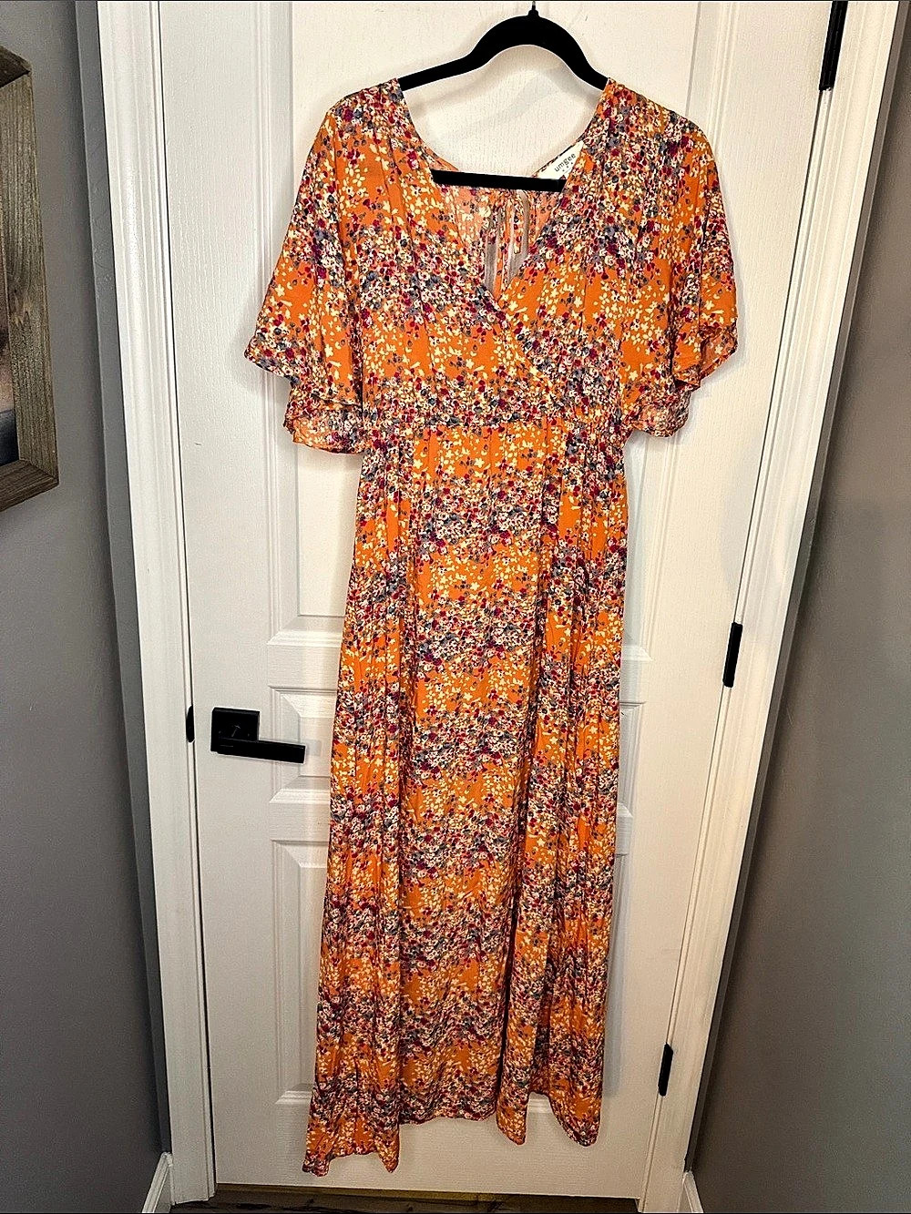 Umgee Floral Maxi Dress in Orange Size Small